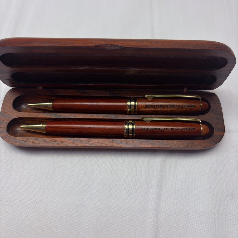 Collectable Handcrafted Wood Ballpoint Pen and Pencell Set Wood Case #A1539 O451